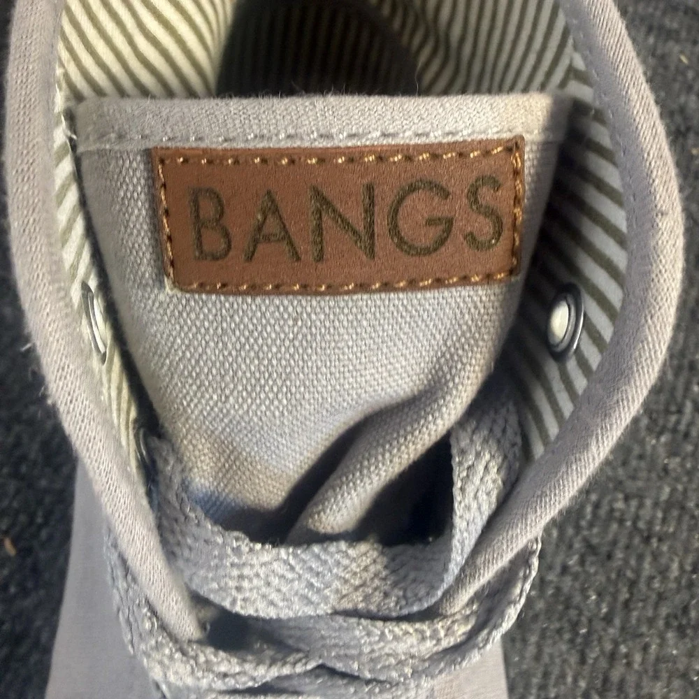 BANGS Gray Canvas High Top Sneakers Moon Forest Embroidered Women's 9.5
